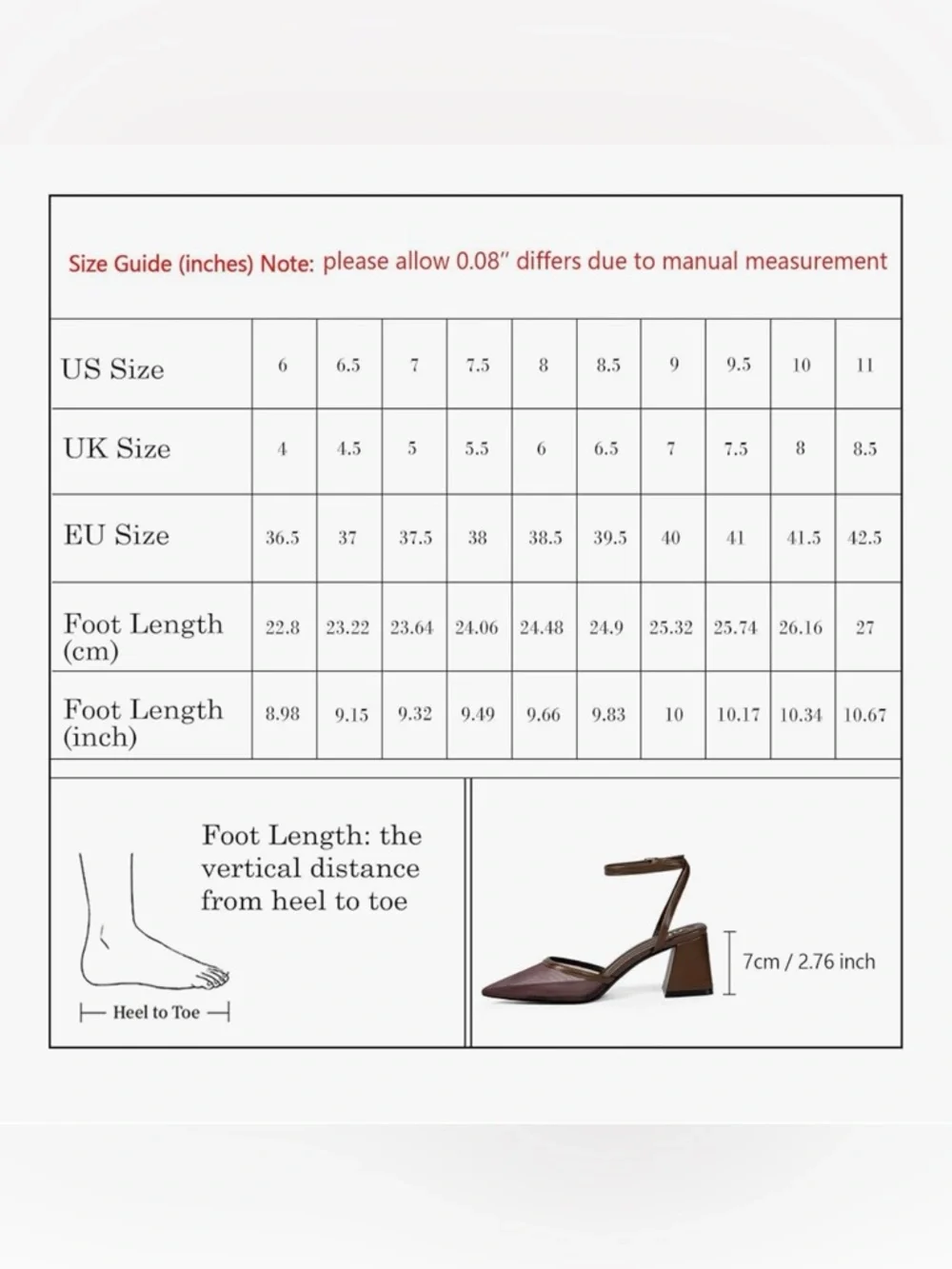 QIY Closed Toe Heels for Women Ankle Strap Pointed Toe Slingback - Picture 5 of 6